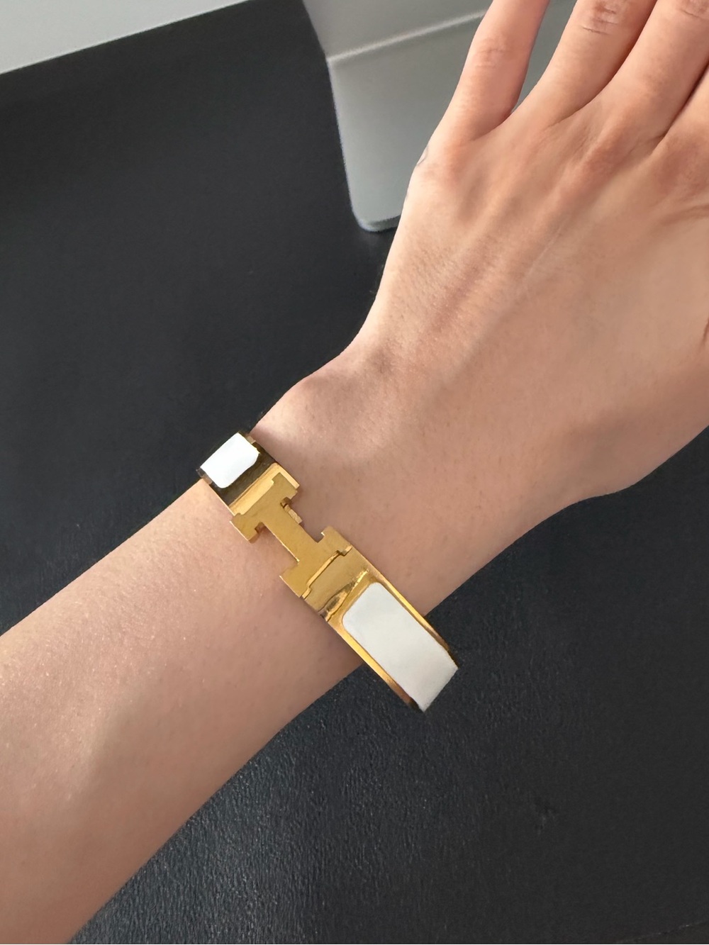 Hermes White H Bracelet